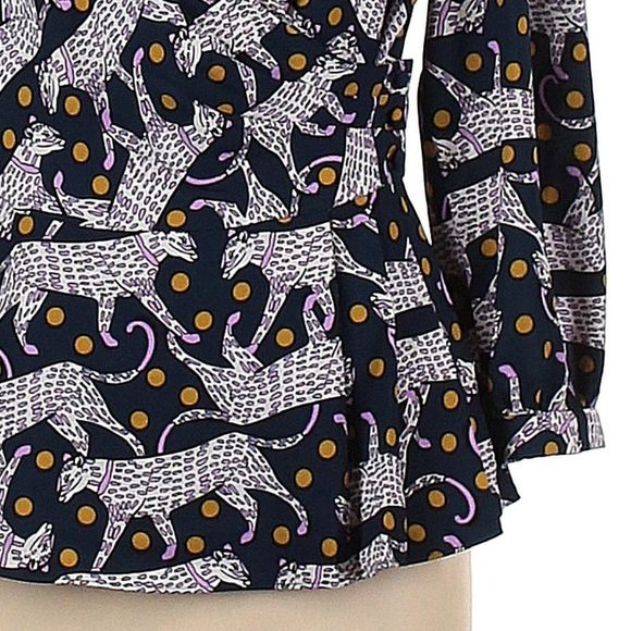 🎁 50% OFF Bundles 🎁 NWT Kate Spade Panther Dot Wrap Blouse Size 8 - Picture 4 of 9